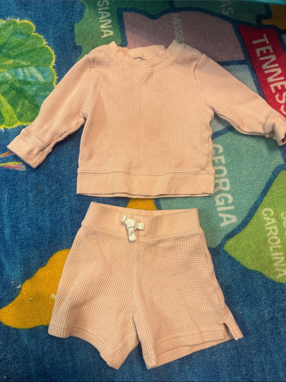 Carter's Peach Waffle Knit Baby Outfit